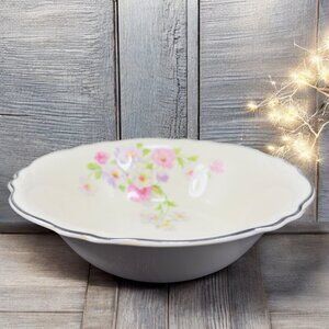 Homer Laughlin Virginia Rose Platinum Trim USA Rose Floral 8.5inch Bowl Dish VTG